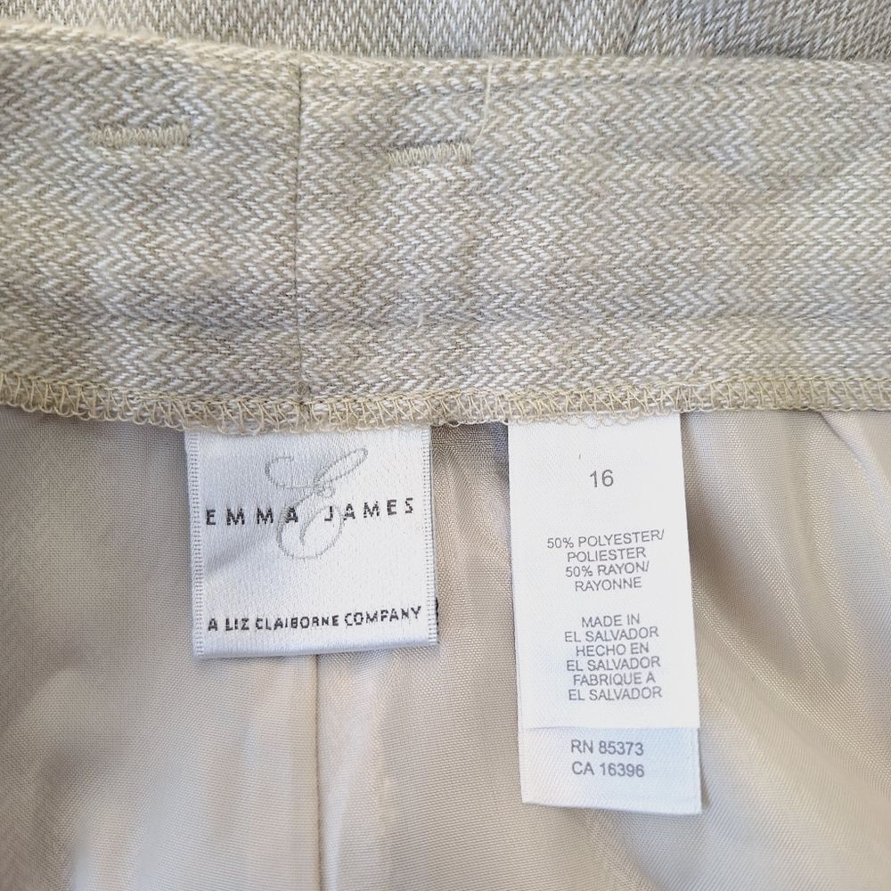 NWT Emma James Cream Khaki Tweed Trousers Pants Sz 16 - Picture 7 of 15